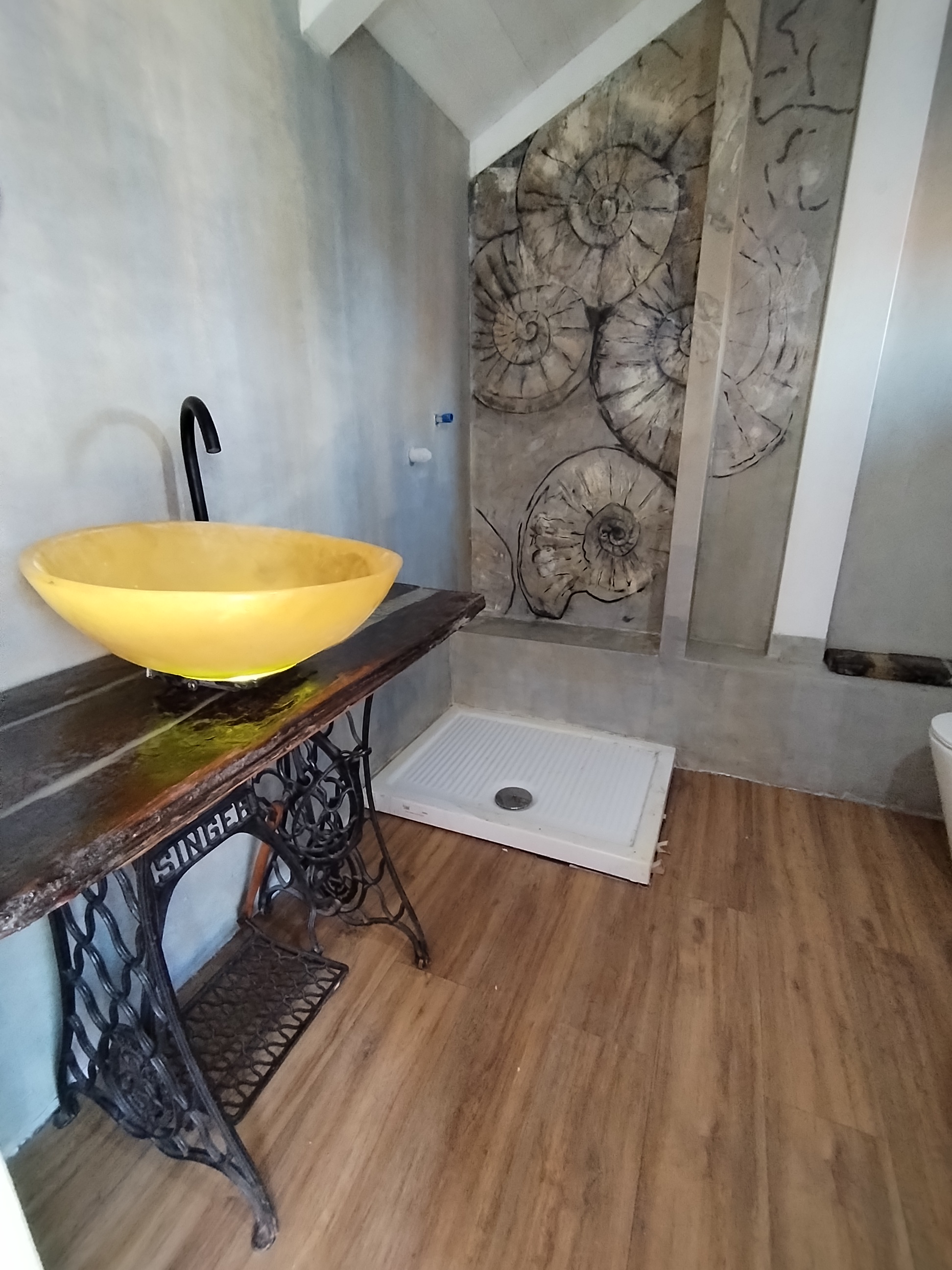 Parete decorativa con fossili